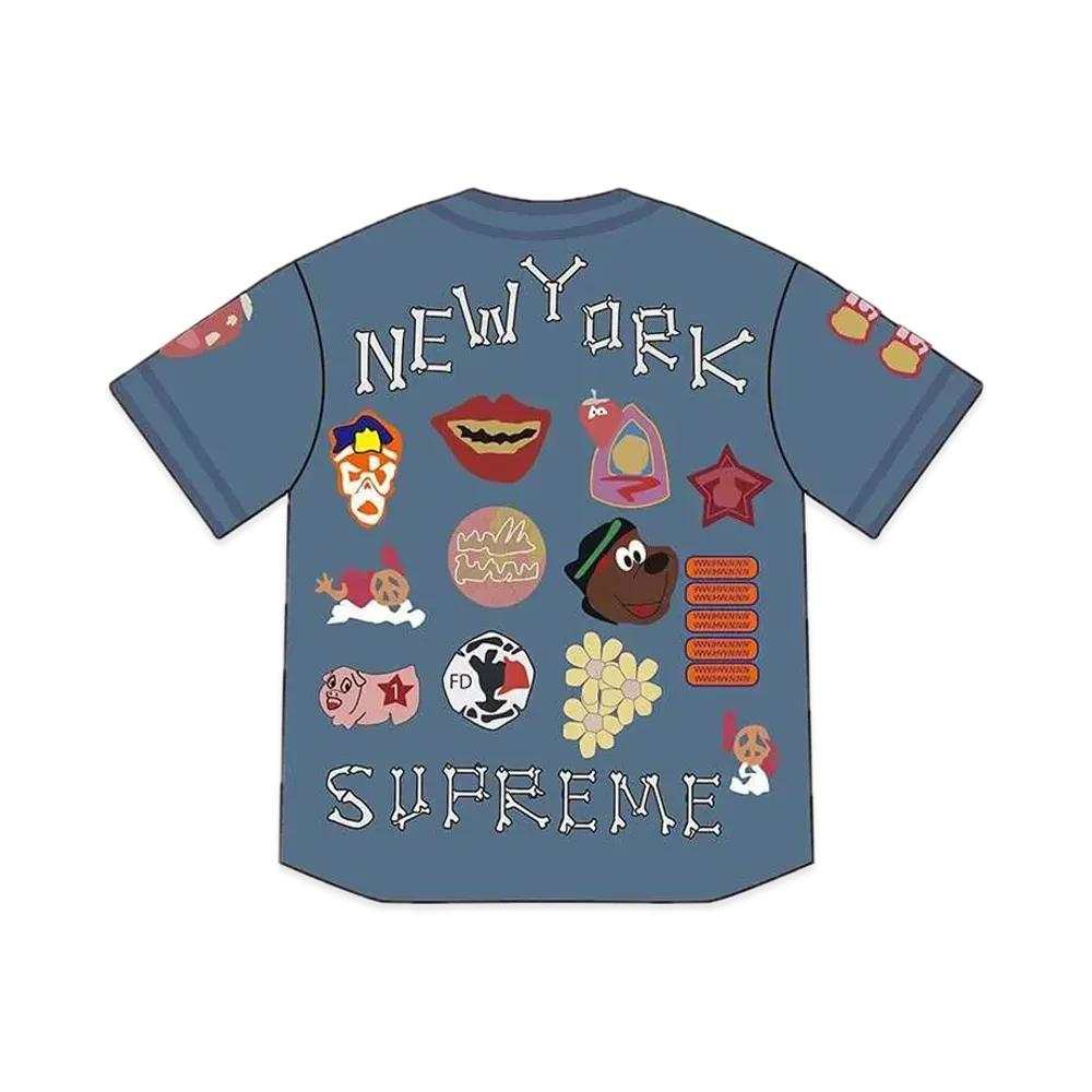 Supreme Patches Denim Baseball Jersey "Denim"