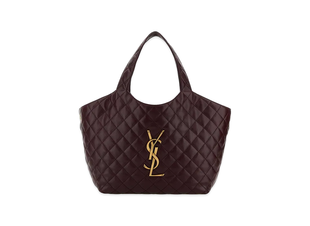 Saint Laurent Women's Burgundy Nappa Leather Medium Icare Shopping Bag "Bordeaux"