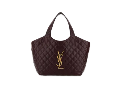 Saint Laurent Women's Burgundy Nappa Leather Medium Icare Shopping Bag "Bordeaux"