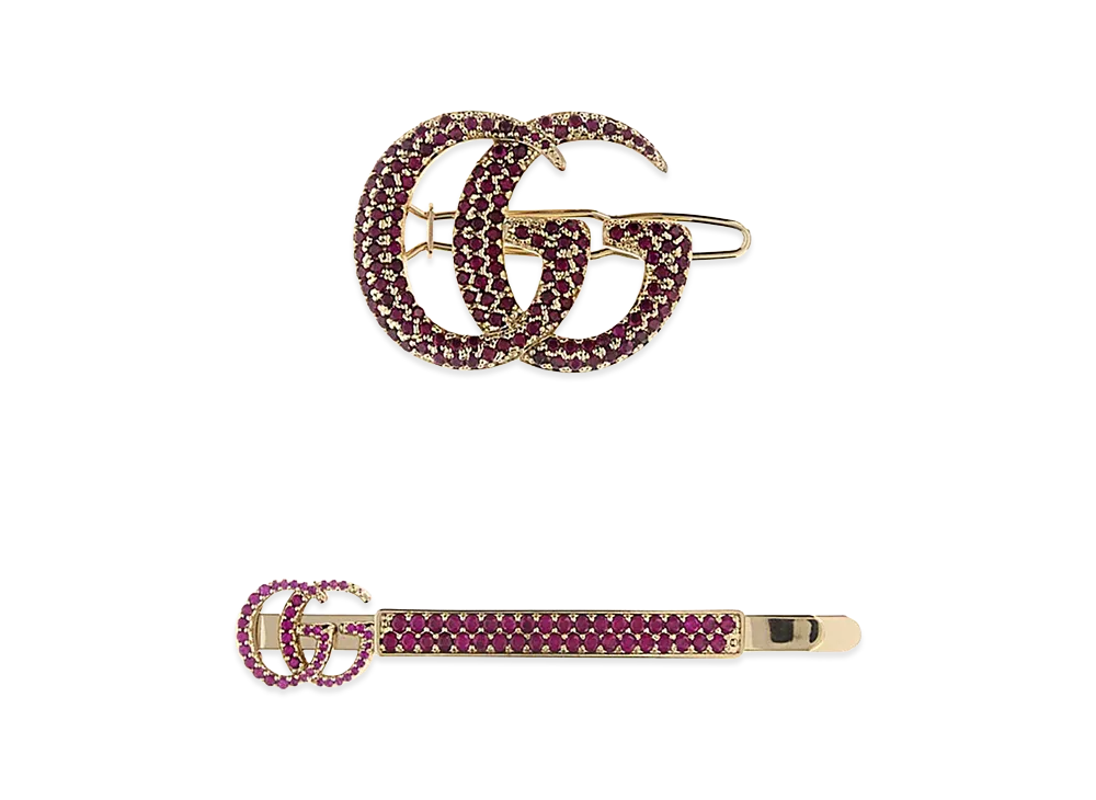 GUCCI Women's Platinum Metal Hair Clips Set "Gold"
