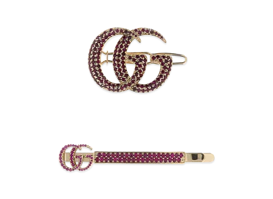 GUCCI Women's Platinum Metal Hair Clips Set "Gold"