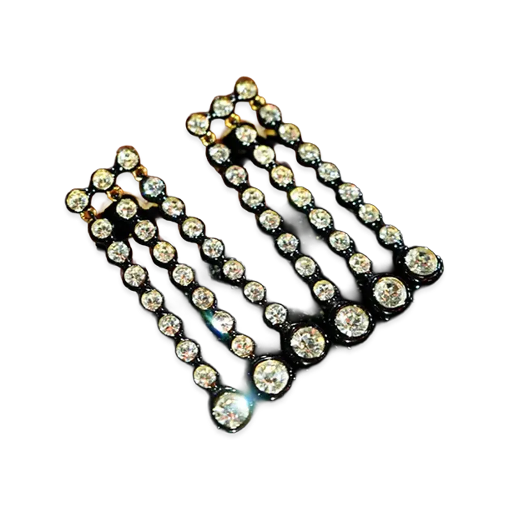 MARNI Women's 3-Line Crystal Earrings "Black"