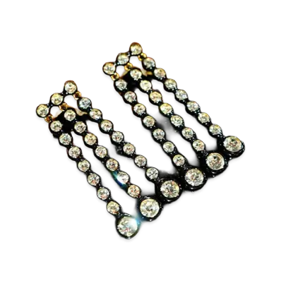 MARNI Women's 3-Line Crystal Earrings "Black"
