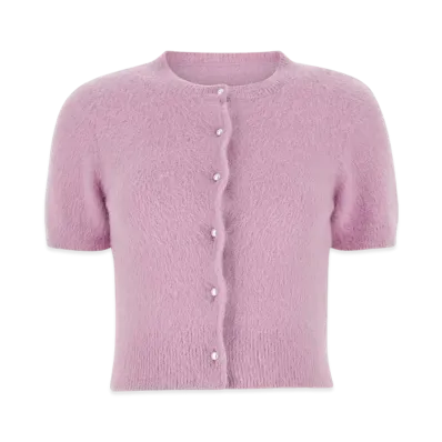 Maison Margiela Women's Short Sleeve Cropped Knit Cardigan "Acid Lavander"