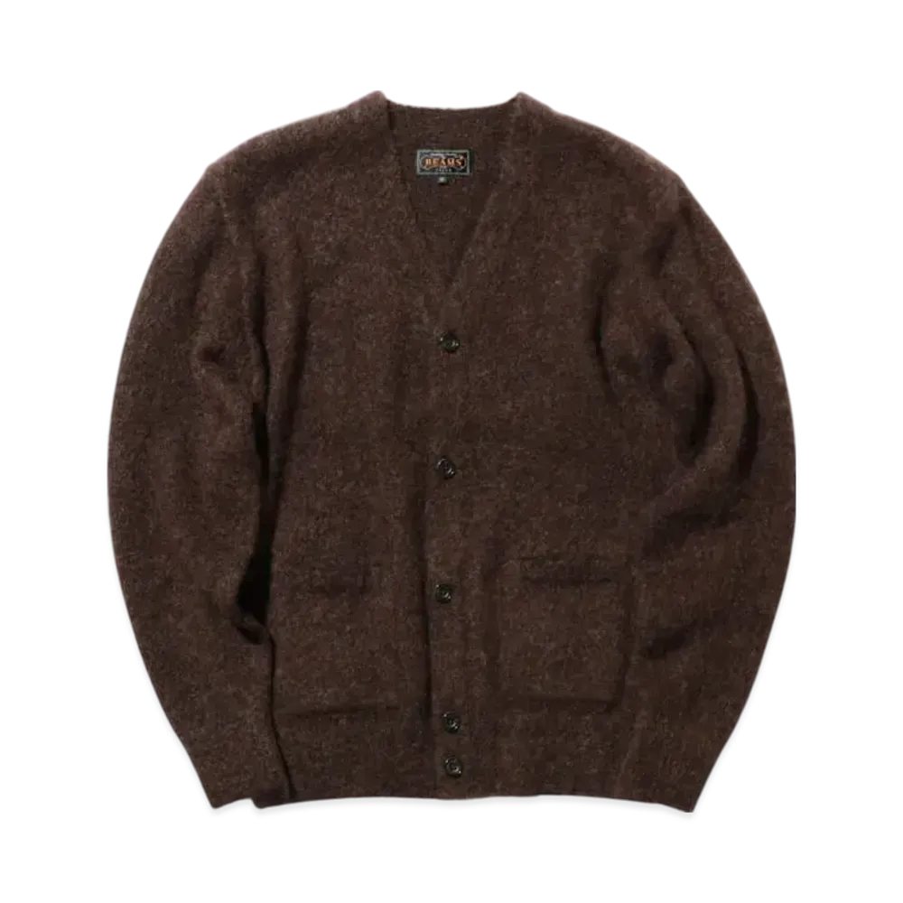 BEAMS Cardigan Stretch Mohair "DarkBrown"