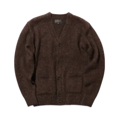 BEAMS Cardigan Stretch Mohair "DarkBrown"
