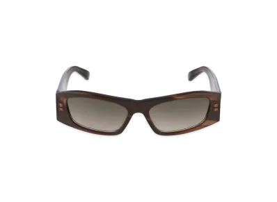 BALENCIAGA Women's Nano Rectangle AF Sunglasses "Metallic Brown Havana"