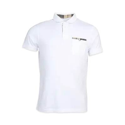 Barbour Corpatch Tartan Check Polo Shirt "White"