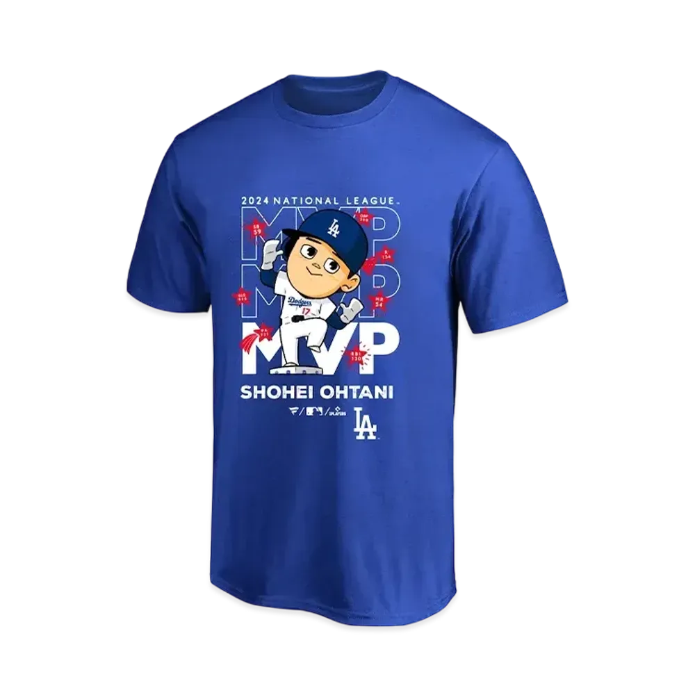 MLB Fanatics Dodgers Shohei Ohtani National League MVP 2024 Award Commemoration Illustration T-Shirt "Blue"