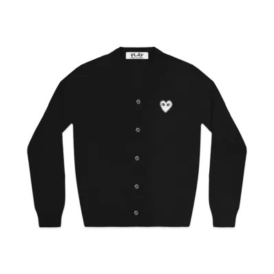 PLAY COMME des GARCONS White Heart Men's Cardigan "Black"