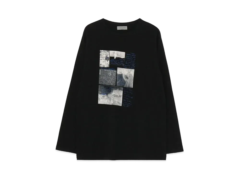 Yohji Yamamoto Pour Homme 30/-COMBED PLAIN STITCH ORIGINAL PRINT LONG SLEEVES B "Black"