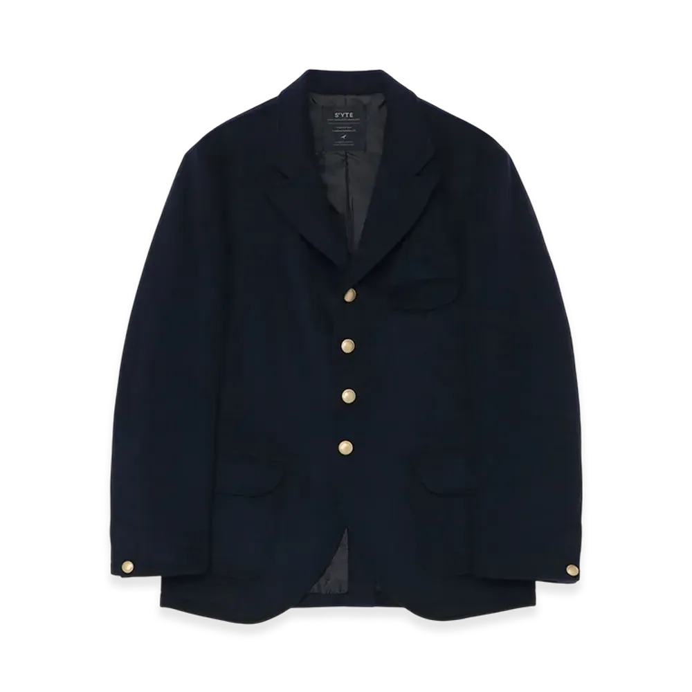 S'YTE Wool Beaver Peaked Lapel 4-Button Jacket "Navy"