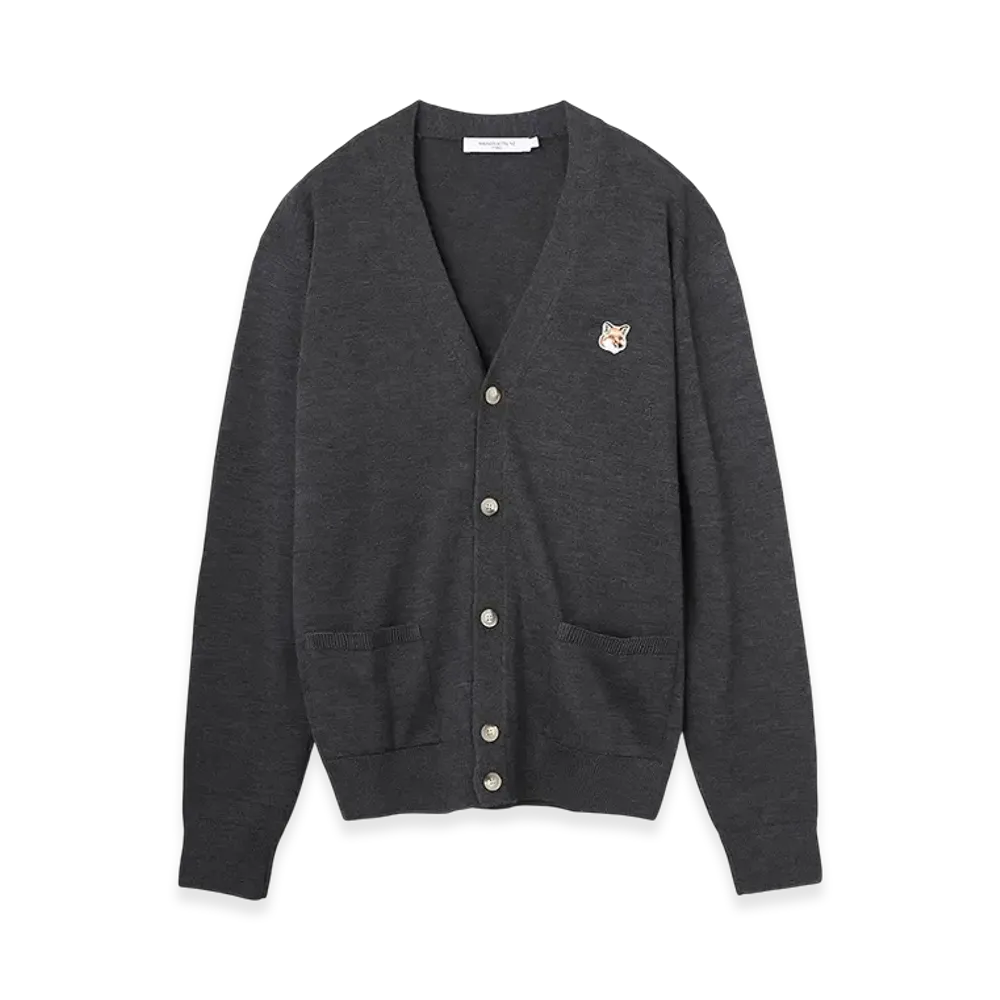 Maison Kitsune Fox Head Patch Classic Cardigan "Anthracite"