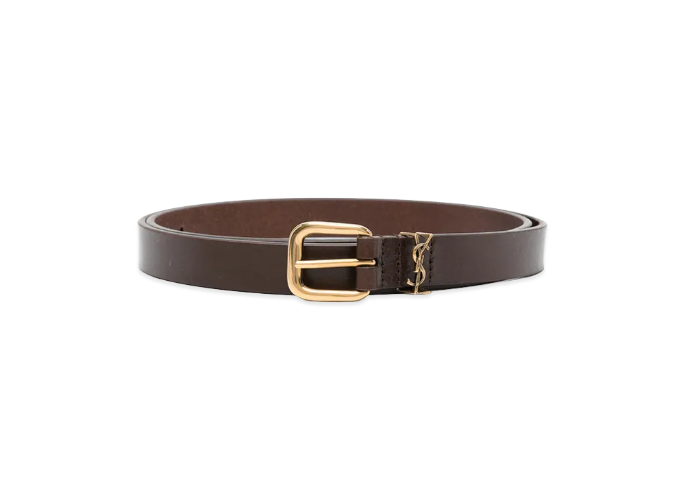 Saint Laurent Leather Belt "Dark Brown"