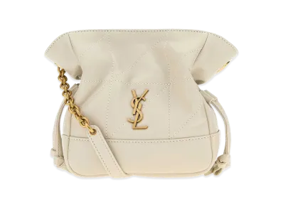 Saint Laurent Women's Leather Mini Jamie Bucket Bag "White"