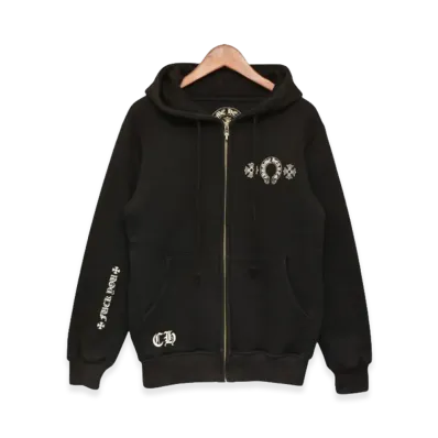 Chrome Hearts Horseshoe Thermal Lined Zip Up Hoodie "Black"