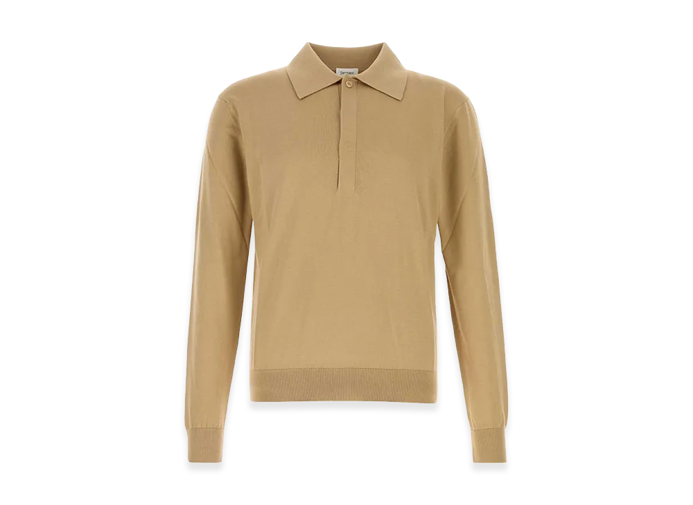 Saint Laurent Knit Long Sleeve Polo Shirt "Camel"
