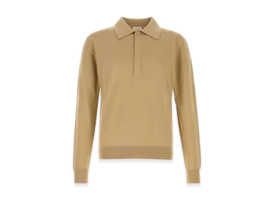 Saint Laurent Knit Long Sleeve Polo Shirt "Camel"