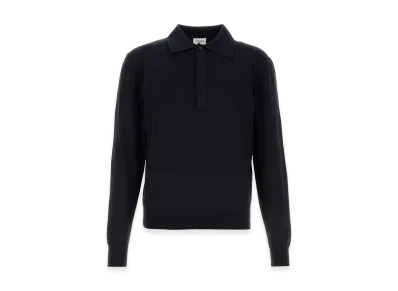 Saint Laurent Midnight Silk Blend Polo Shirt "Blue"