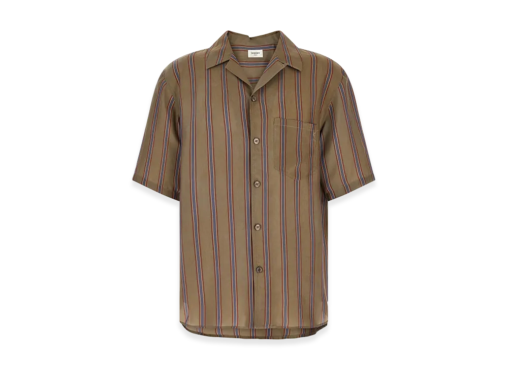 Saint Laurent 'Cassandre' Striped Shirt "Brown"