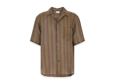 Saint Laurent 'Cassandre' Striped Shirt "Brown"