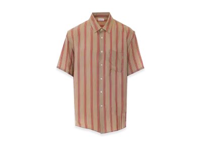 Saint Laurent Striped Cupro Twill Short Sleeve Shirt "Multicolor"