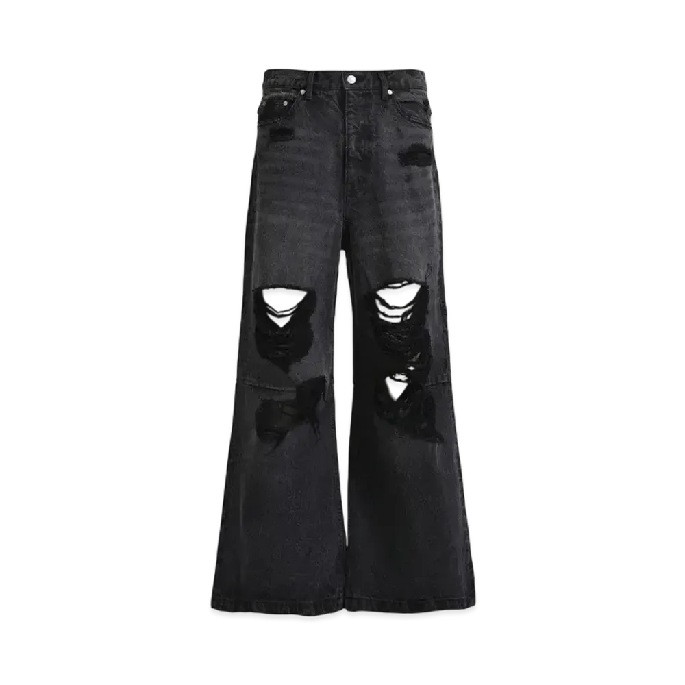 BREATH Grunge Wide Denim Pants "Black"