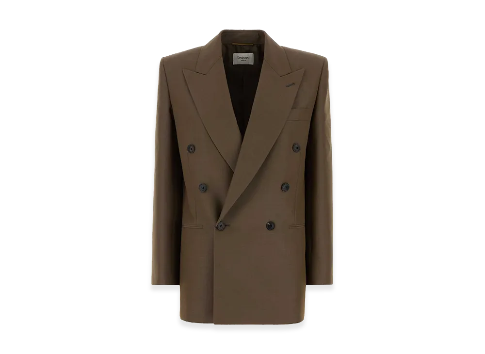 Saint Laurent Women's Wool Blend Oversize Blazer "Brown/Mud"