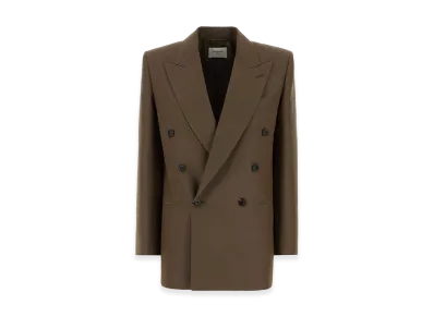 Saint Laurent Women's Wool Blend Oversize Blazer "Brown/Mud"