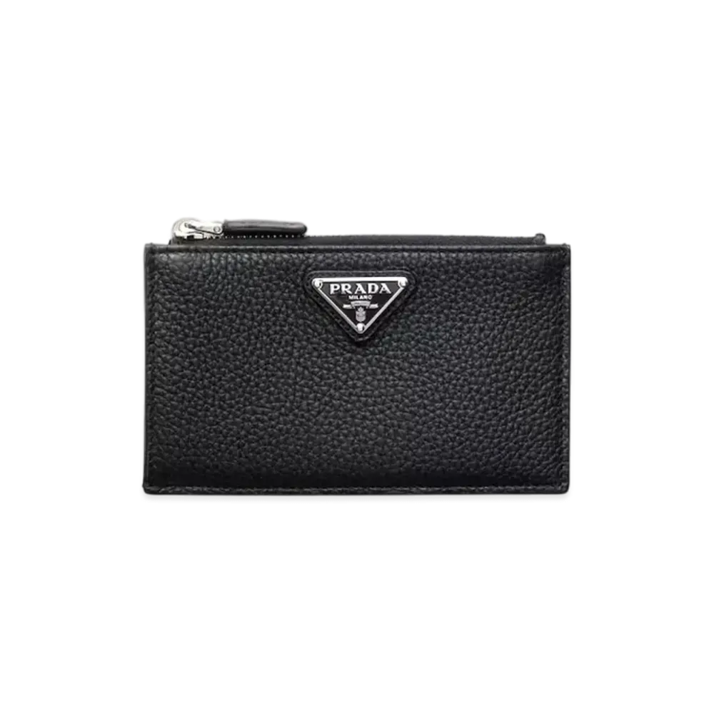 PRADA Zipper Leather Card Holder "Black"
