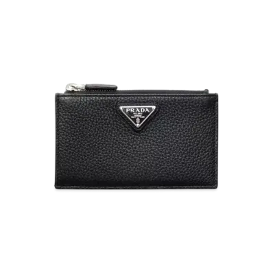 PRADA Zipper Leather Card Holder "Black"