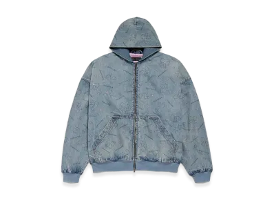 BALENCIAGA Women's Handrawn Bows Denim Jacket "Frosty Blue"