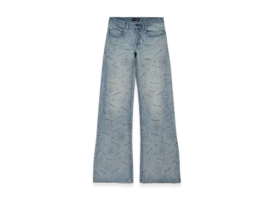 BALENCIAGA Women's Handrawn Bows Denim Pants "Frosty Blue"