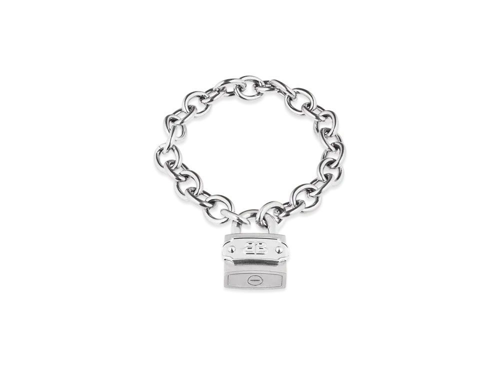 BALENCIAGA BB Padlock Bracelet "Silver/Antique Silver"