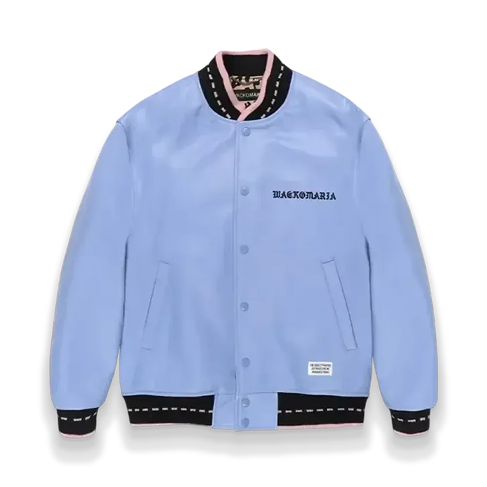 WACKO MARIA Leather Varsity Jacket "Purple"