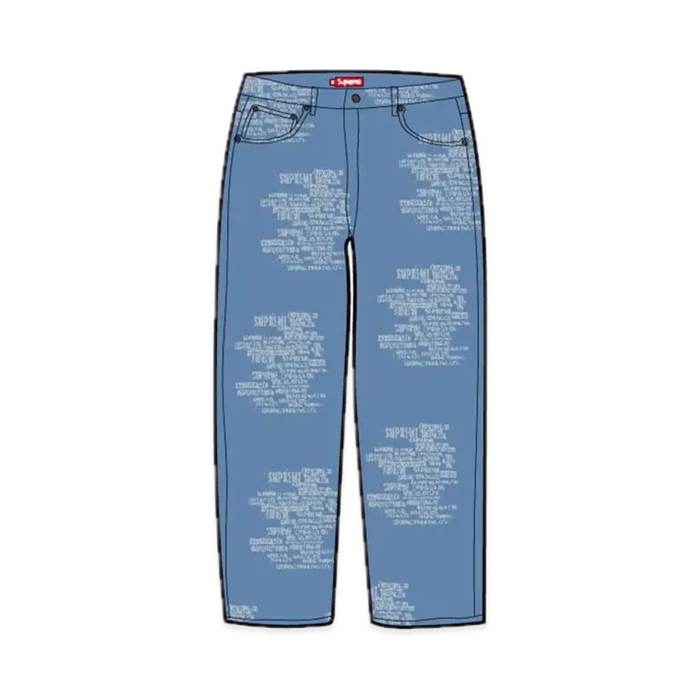 Supreme Trademark Jacquard Baggy Jean "Washed Blue"