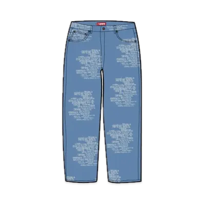 Supreme Trademark Jacquard Baggy Jean "Washed Blue"