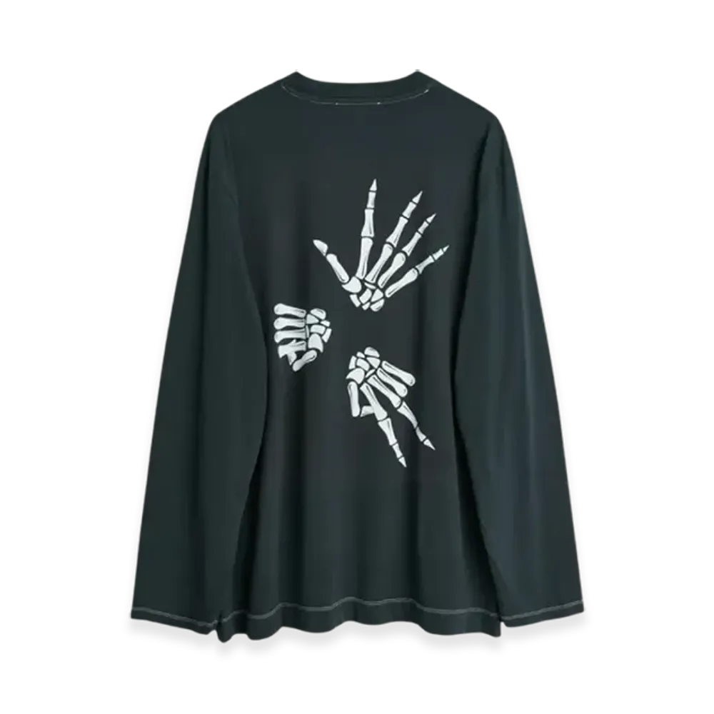 OUR LEGACY Box Stone Paper Scissors Print Long Sleeve T-Shirt "Black White"