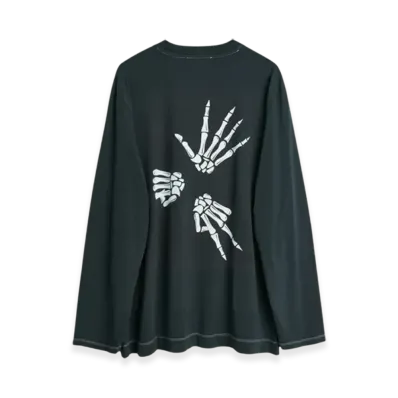 OUR LEGACY Box Stone Paper Scissors Print Long Sleeve T-Shirt "Black White"