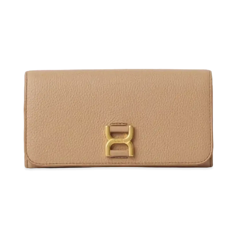 Chloe Marcie Long Wallet With Flap Grained Calfskin "Light Tan"