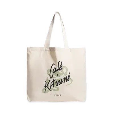 Maison Kitsune Cafe Kitsune CNY Tote Bag "Ecru"