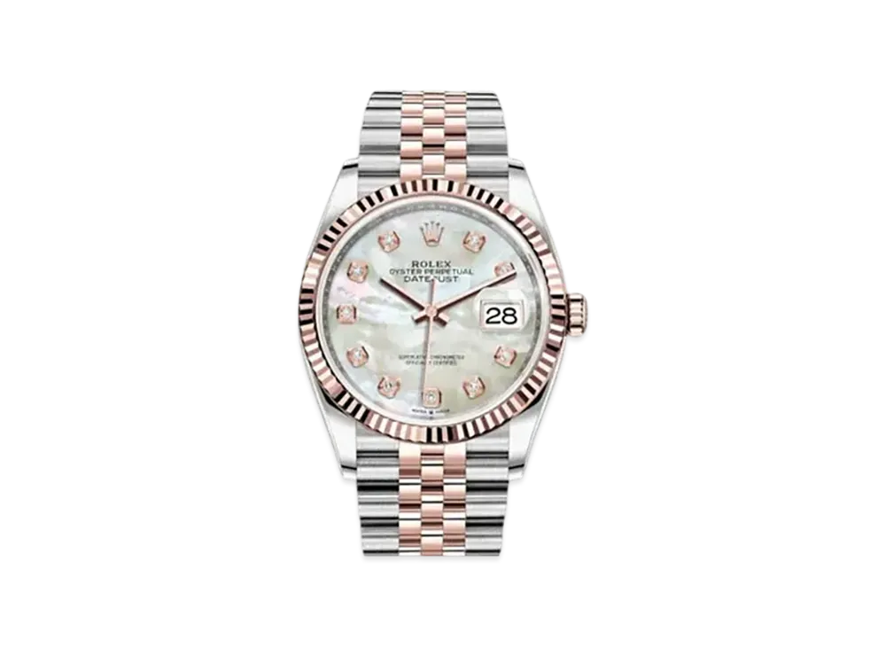 ROLEX Date-Just 36 White Shell Dial 10P Diamonds 126231NG