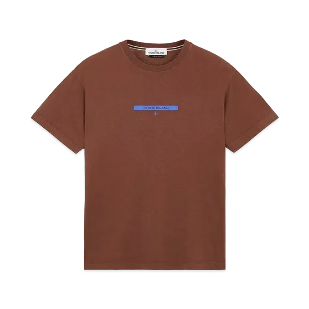 Stone Island 2NS84 COTTON JERSEY, 'MICRO GRAPHICS ONE' PRINT_SLIM FIT "Mahogany Brown"