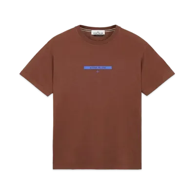 Stone Island 2NS84 COTTON JERSEY, 'MICRO GRAPHICS ONE' PRINT_SLIM FIT "Mahogany Brown"