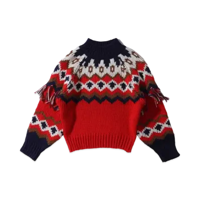 atmos pink Folklore Knit Pullover TX "Red"