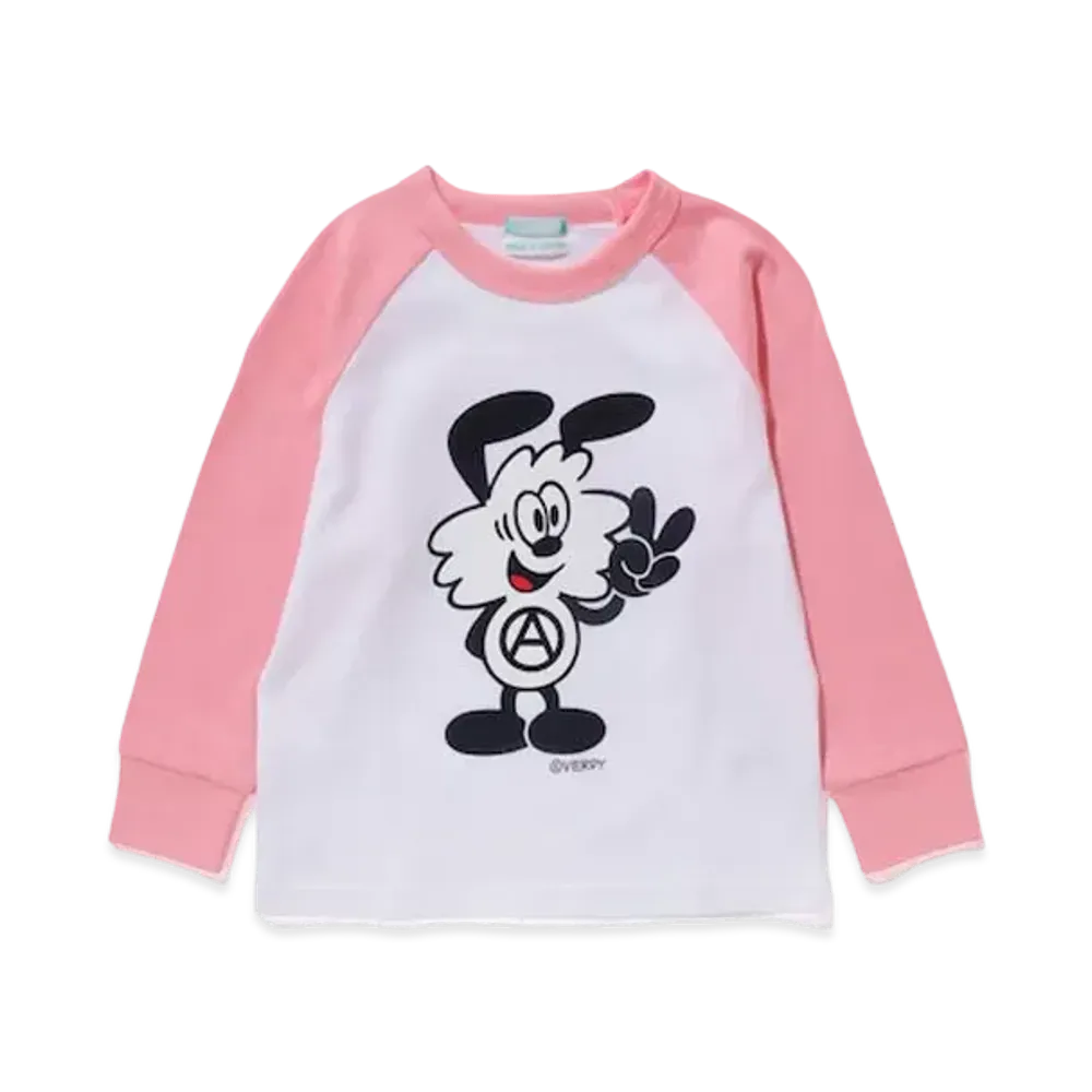 Girls Don't Cry Vick Tenjiku Raglan Sleeve Tee (100-130size) "White/Pink" / VERDY