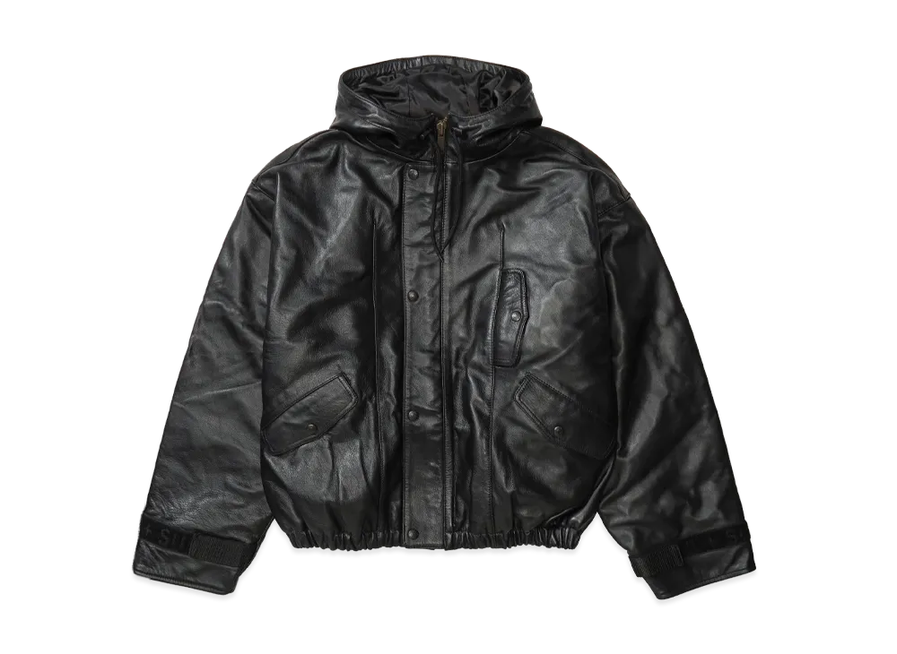 シュプリーム x マリテ + フランソワ ジルボー フーデッド レザー フライト ボンバー ジャケット "ブラック"