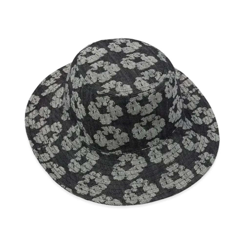 DENIM TEARS Jacquard Wreath Bucket Hat "Washed Black"