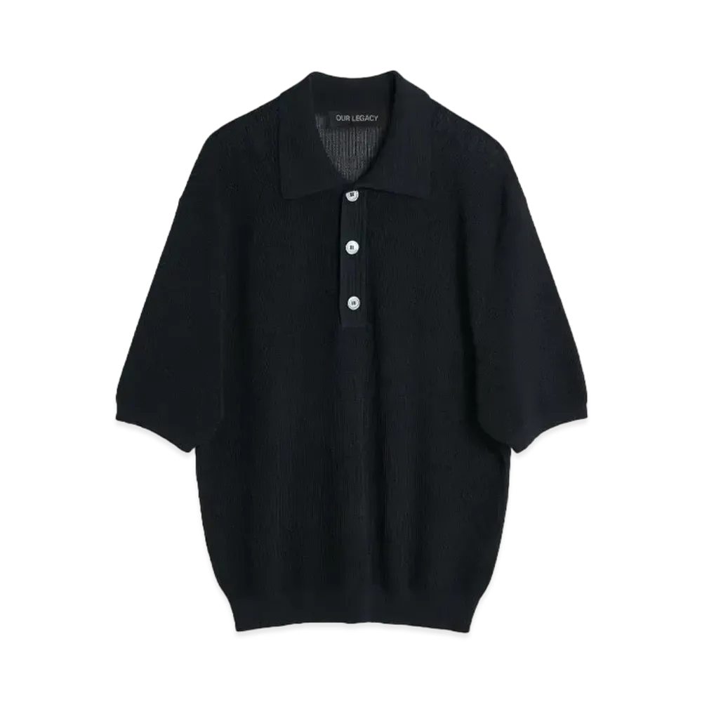 OUR LEGACY Traditional Polo Crispy Cotton "Shadow Black"