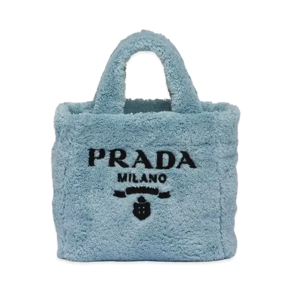 PRADA Terry Mini Tote Bag "Sky Blue/Black"
